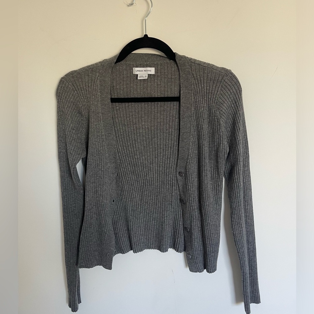 Urban Outfitters Charcoal Ribbed Cardigan